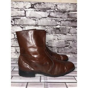 Carleton Collection Genuine Goodyear Welt Brown Leather Side Zip Boots Men 11.5D